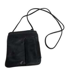 Black Leather Crossbody Bag Essentials by Rolfs Small with Phone Pocket